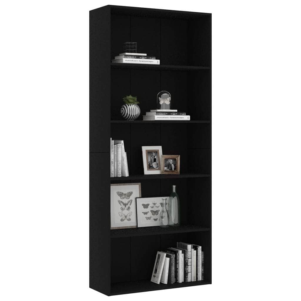 5-Tier Book Cabinet Black  Chipboard