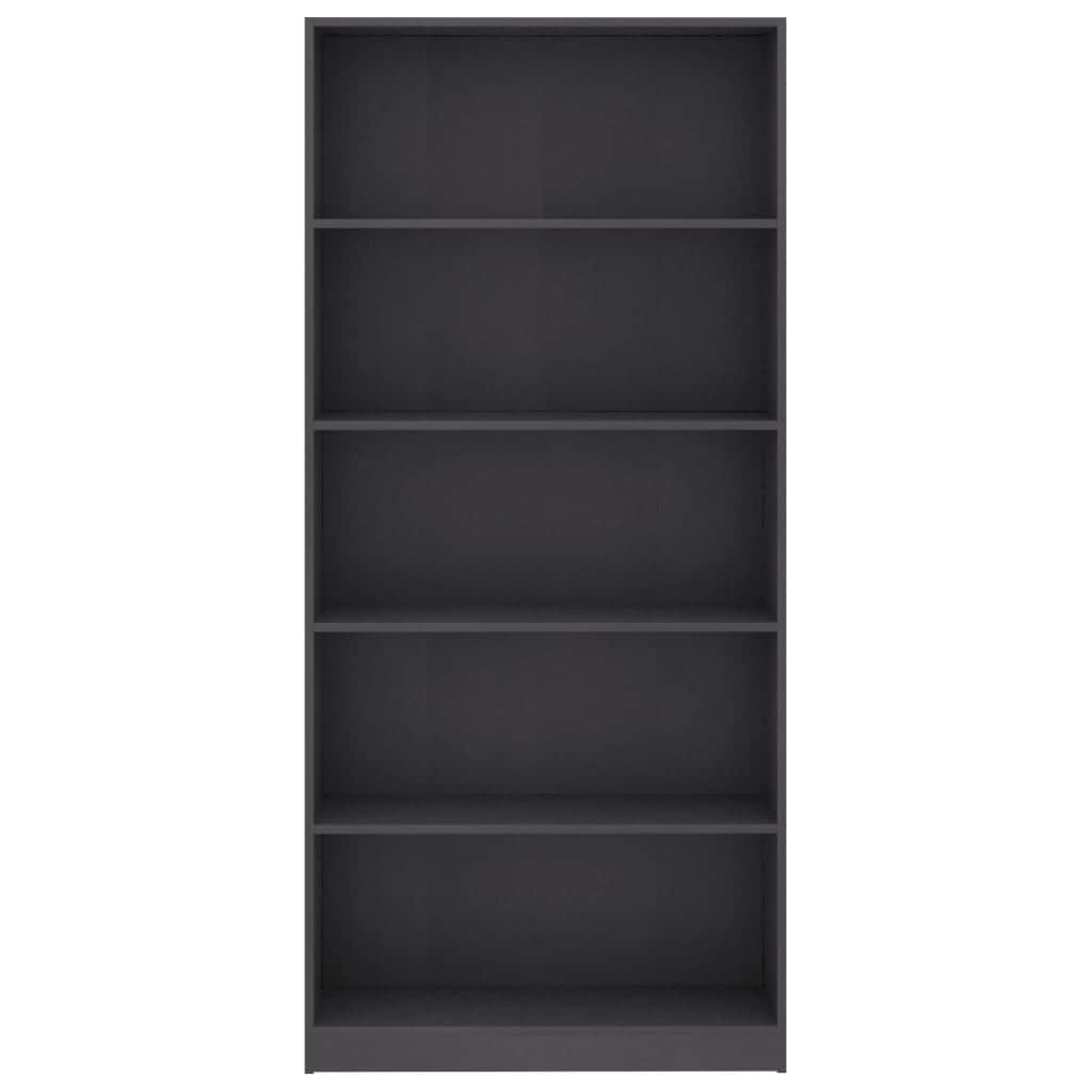 5-Tier Book Cabinet Grey Chipboard