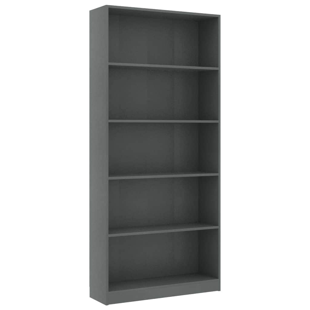5-Tier Book Cabinet Grey Chipboard