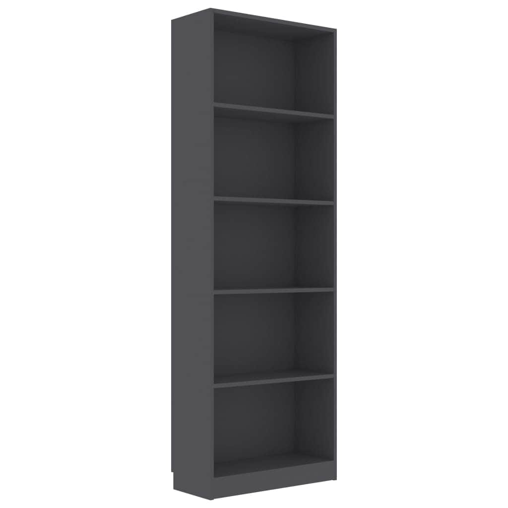 5-Tier Book Cabinet Grey Chipboard