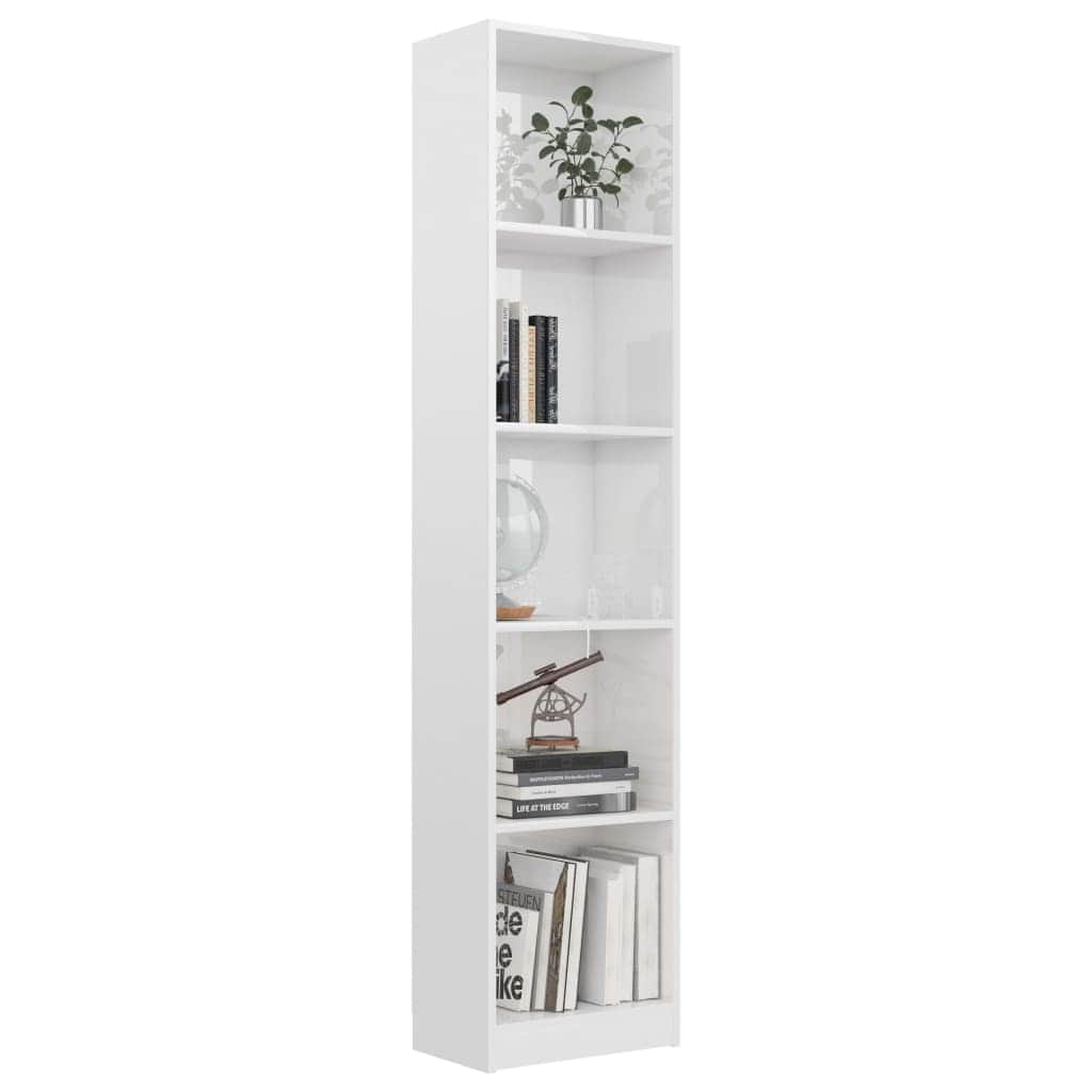 5-Tier Book Cabinet High Gloss White