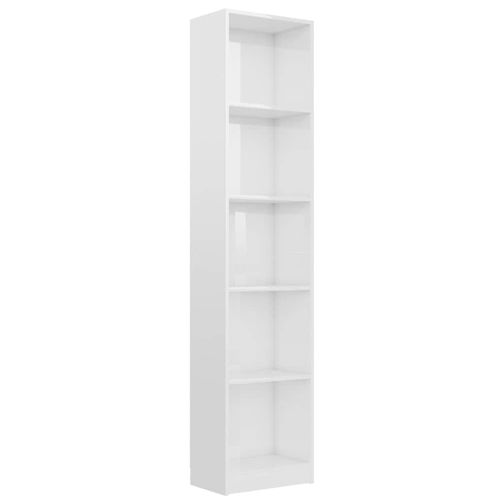 5-Tier Book Cabinet High Gloss White