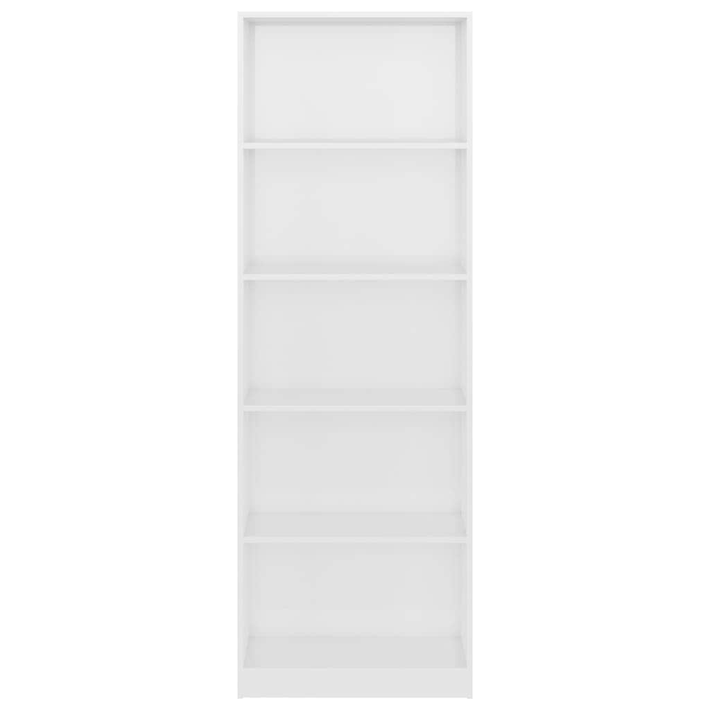 5-Tier Book Cabinet High Gloss White Chipboard