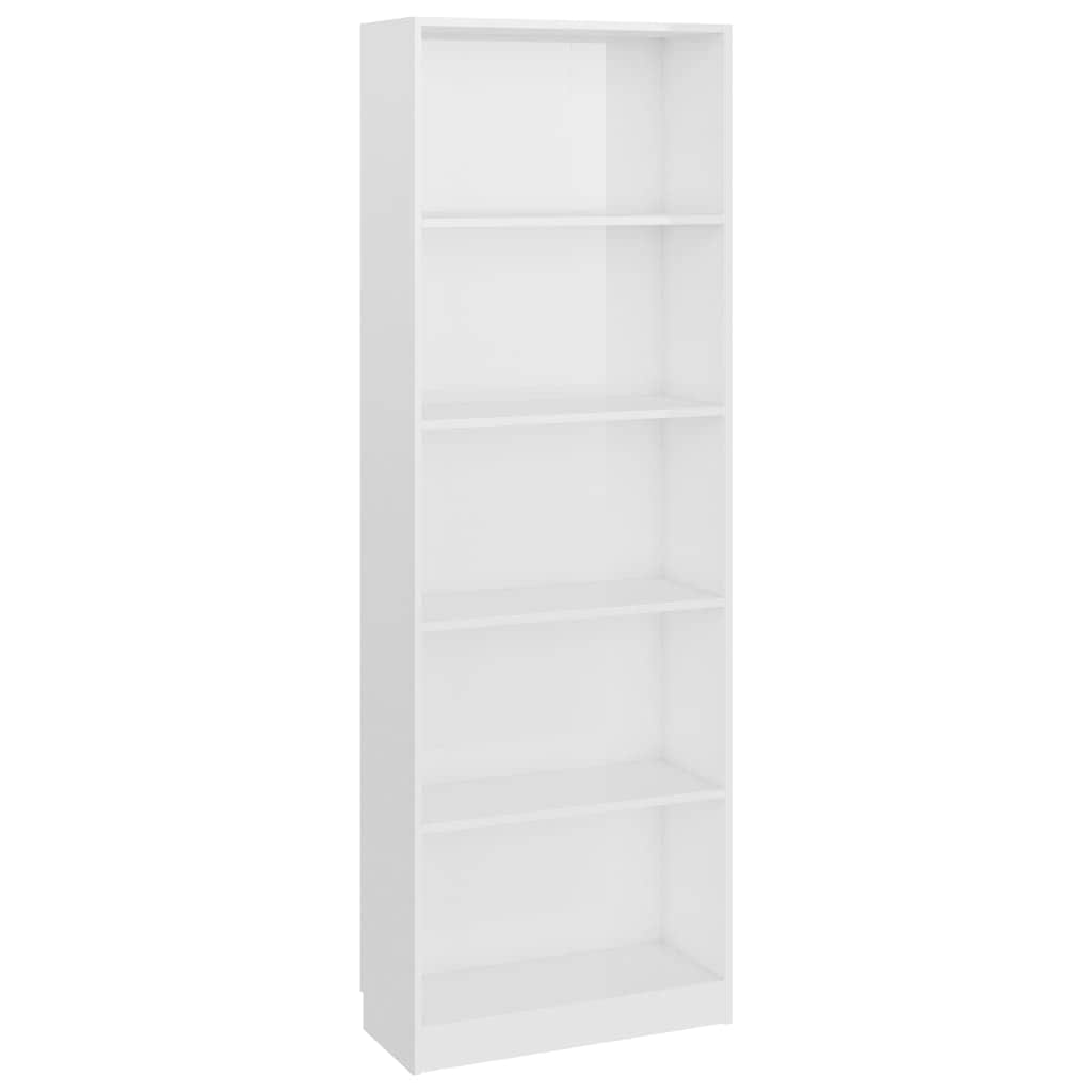5-Tier Book Cabinet High Gloss White Chipboard