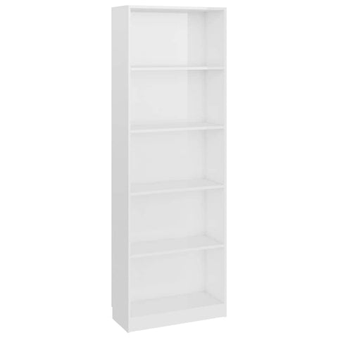5-Tier Book Cabinet High Gloss White Chipboard