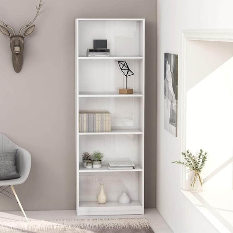 5-Tier Book Cabinet High Gloss White Chipboard