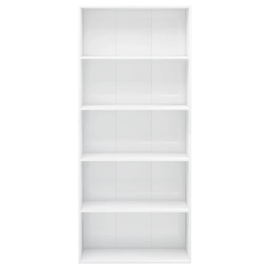 5-Tier Book Cabinet High Gloss White  Chipboard