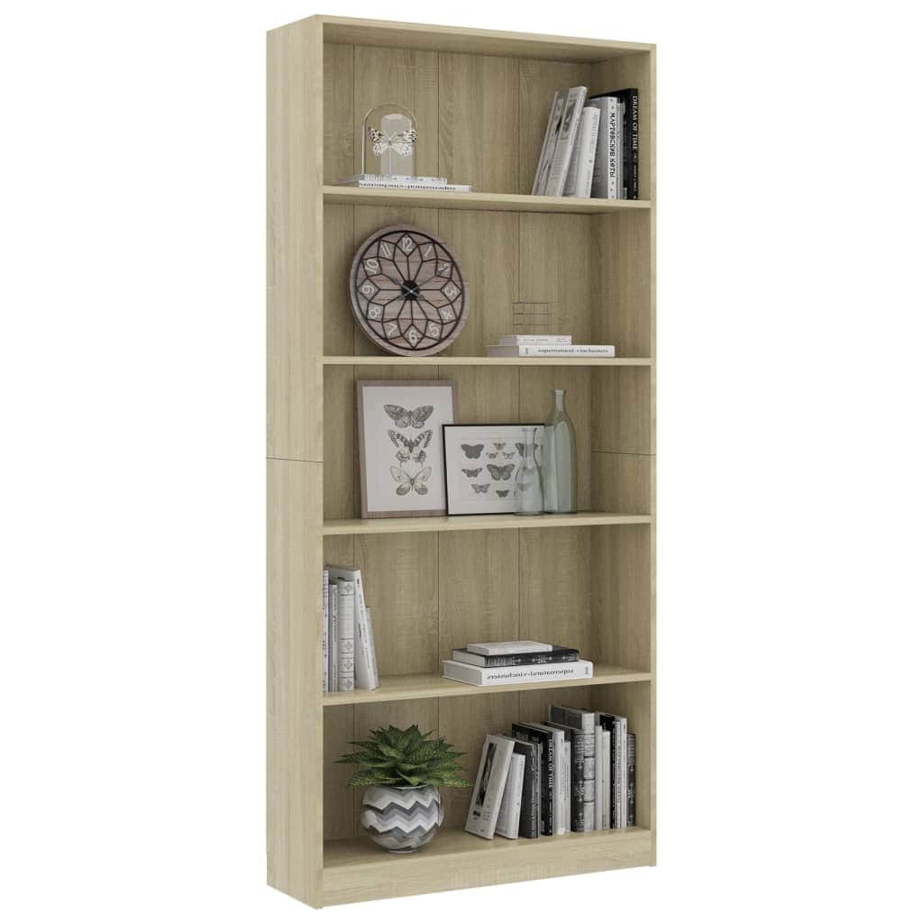 5-Tier Book Cabinet Sonoma Oak Chipboard