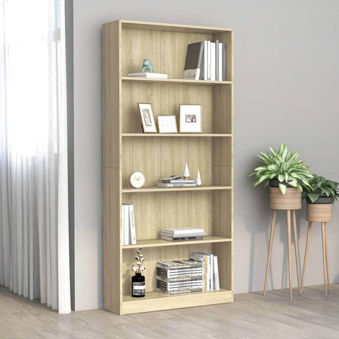 5-Tier Book Cabinet Sonoma Oak Chipboard