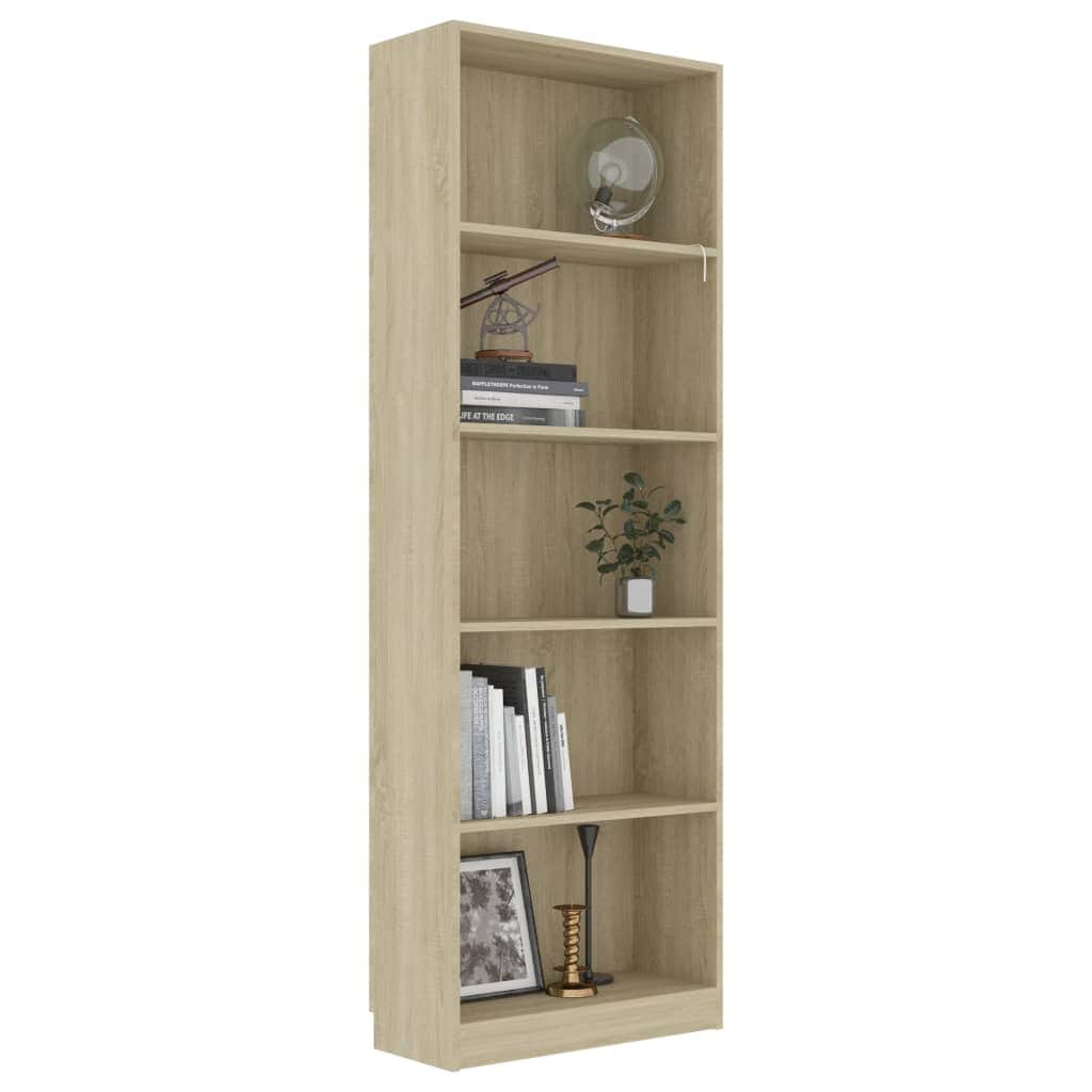 5-Tier Book Cabinet Sonoma Oak Chipboard