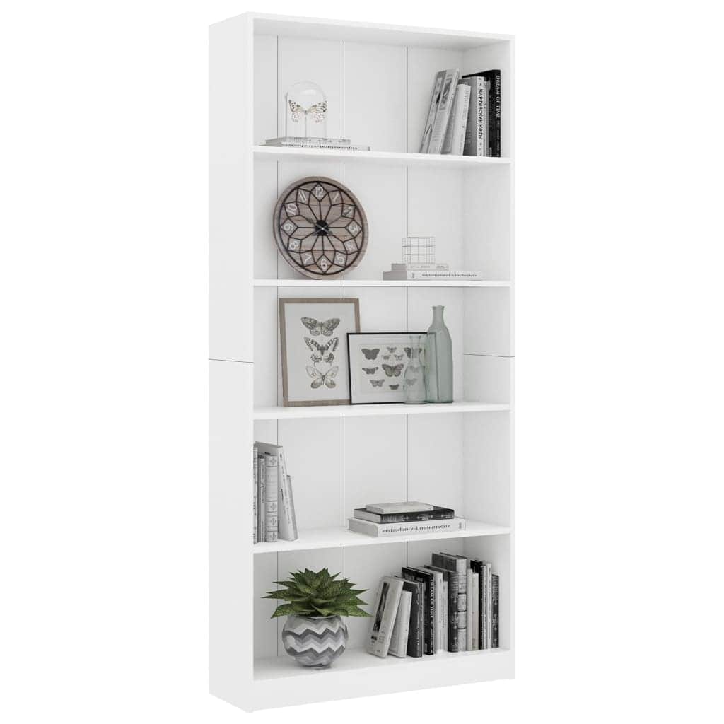 5-Tier Book Cabinet White Chipboard