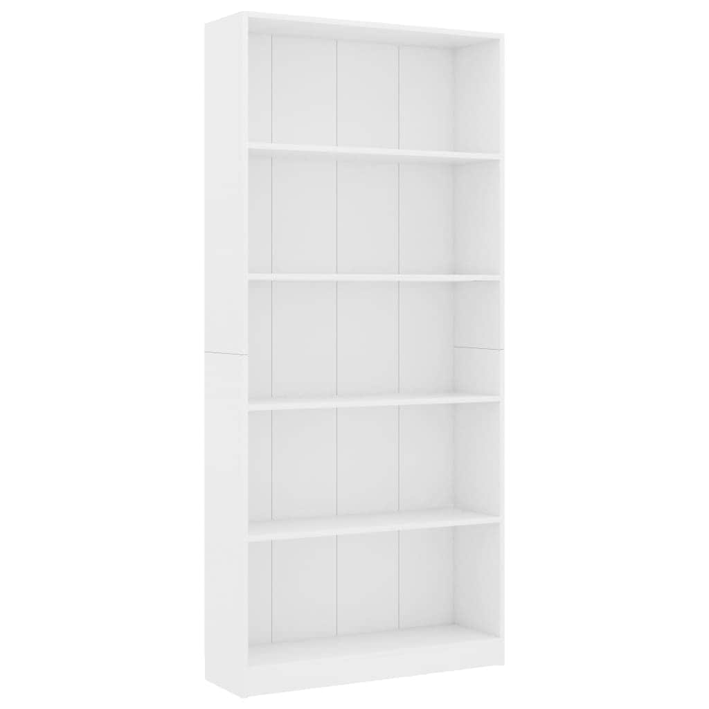 5-Tier Book Cabinet White Chipboard