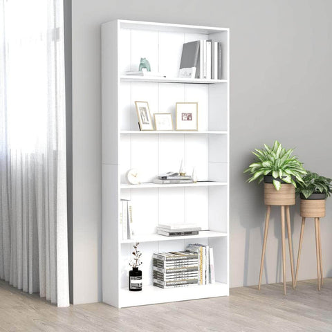 5-Tier Book Cabinet White Chipboard
