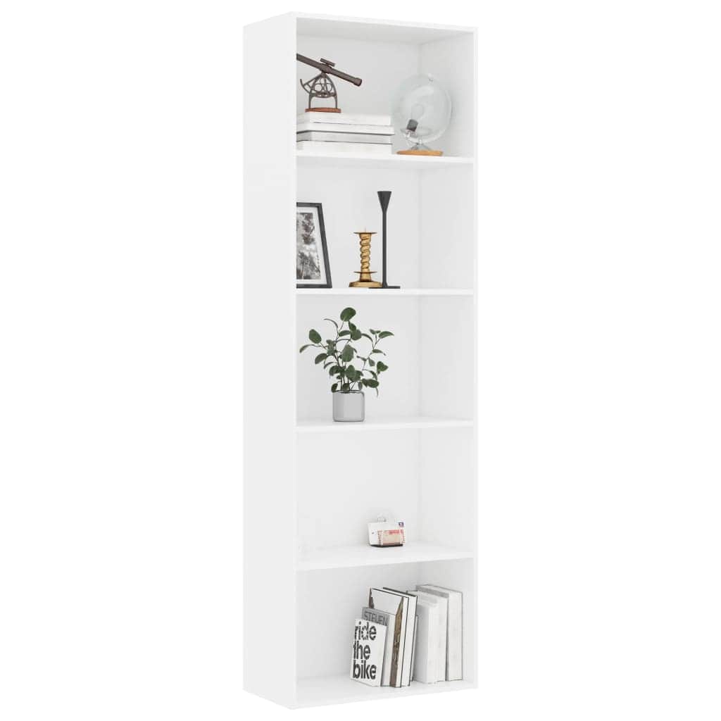 5-Tier Book Cabinet White - Chipboard