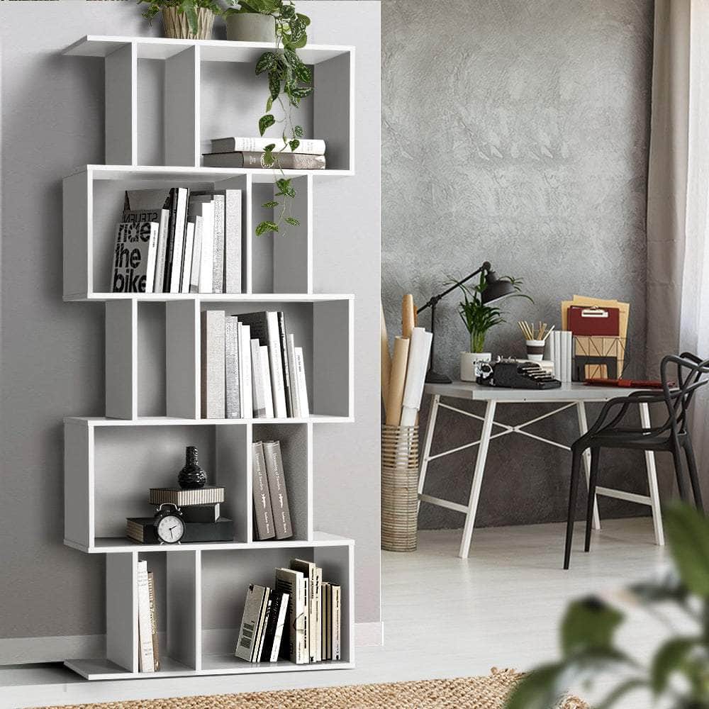 5 Tier Bookshelf Display Shelf CD Cabinet Bookcase Stand Storage White