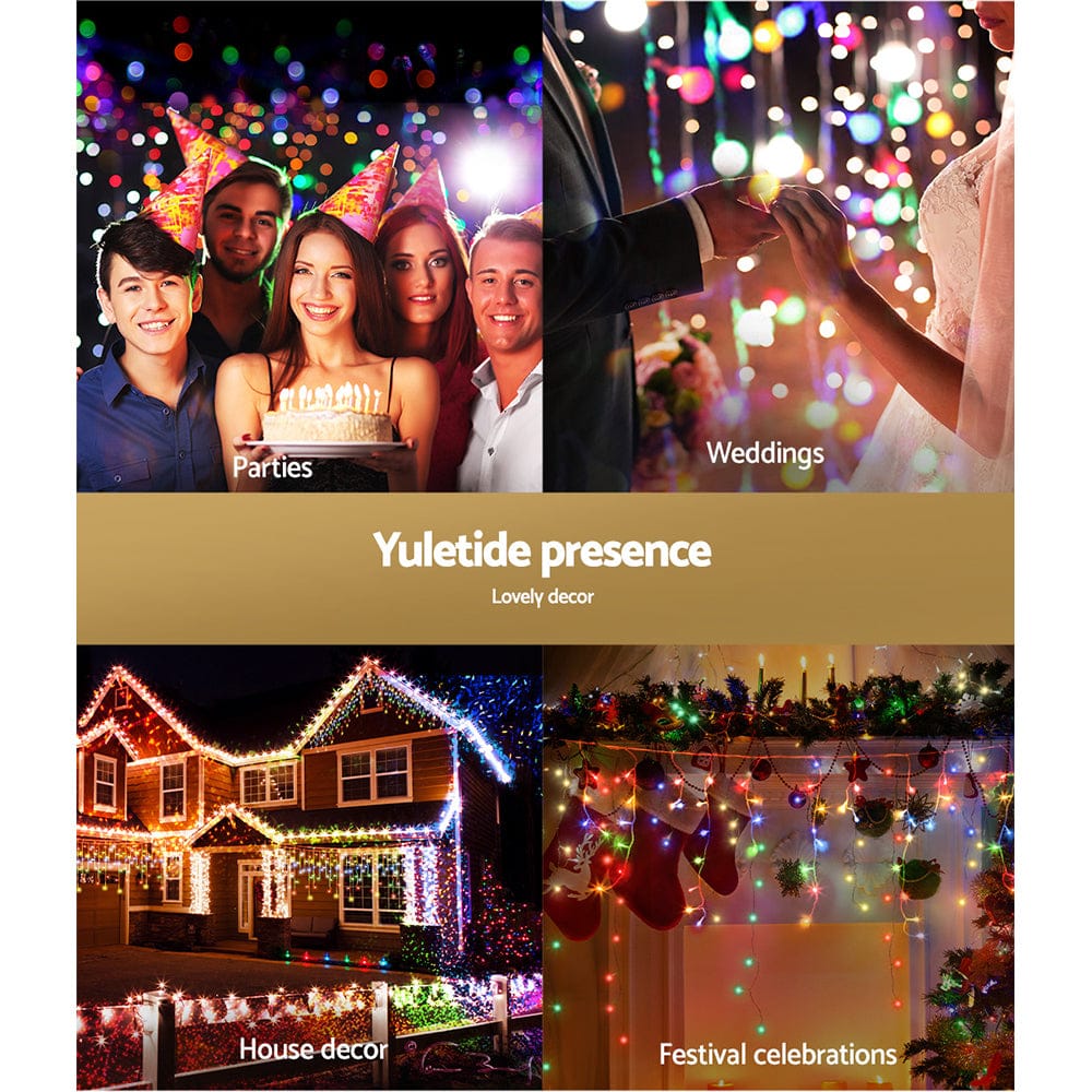 Illuminate 12.5M 500 LED Solar Icicle Christmas Lights with Outdoor Decorations & Lights
