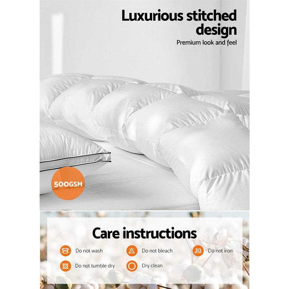 500Gsm Goose Down Feather Quilt Super King