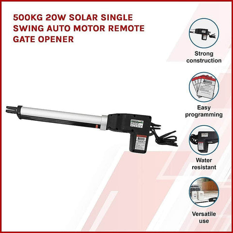 500Kg 20W Solar Single Swing Auto Motor Remote Gate Opener