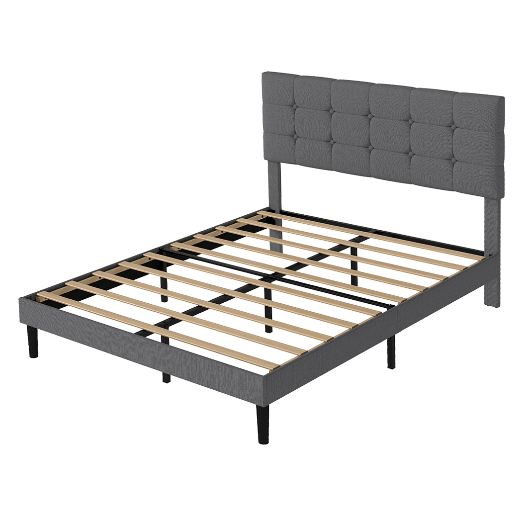 Grey Upholstered Bed Frame Queen 203.5x155x103cm