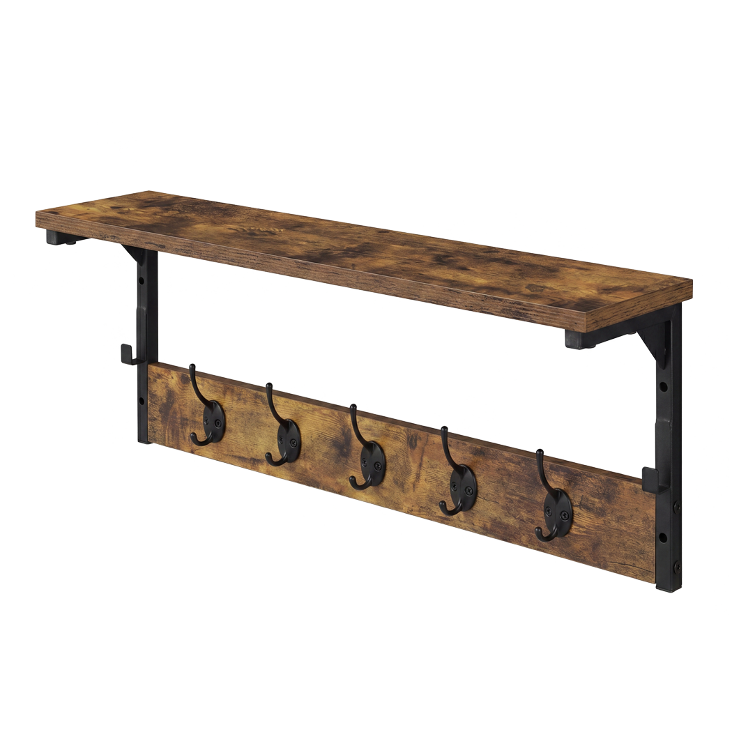 Wall Mounted Coat Rack Shelf 7 Hooks | Simpledeals