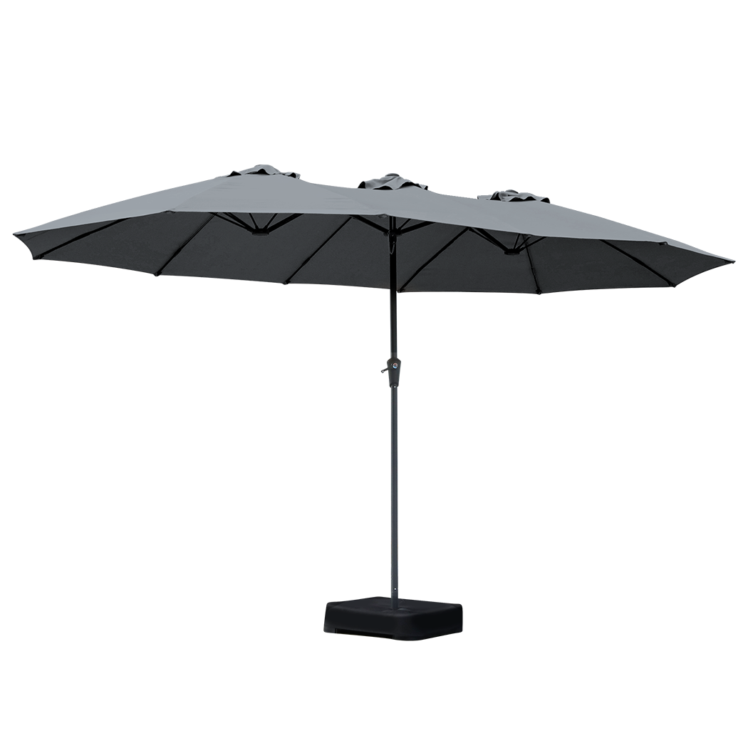 Double Sided Patio Umbrella Grey 400x200x222cm