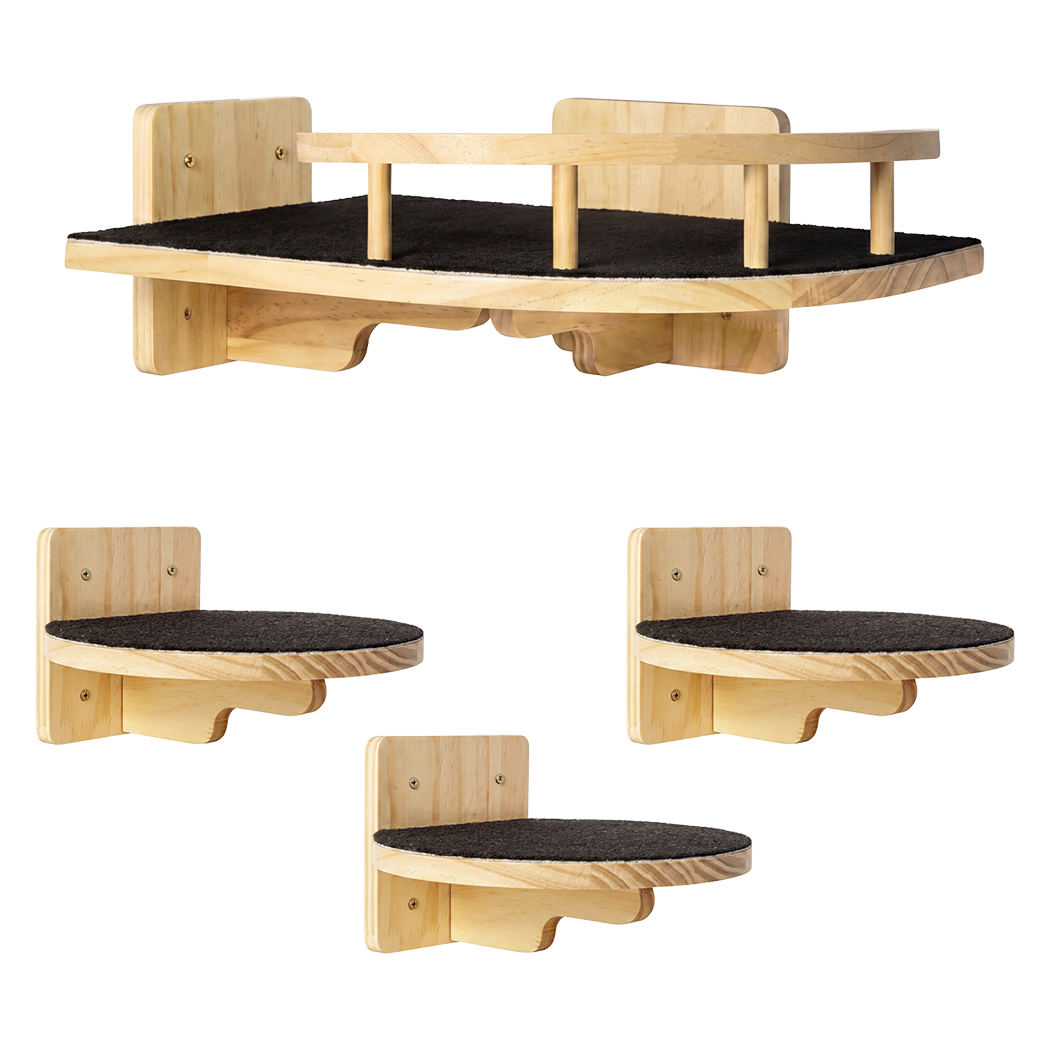 Corner Cat Shelf Natural Wood 22.5x19.3x1.8cm