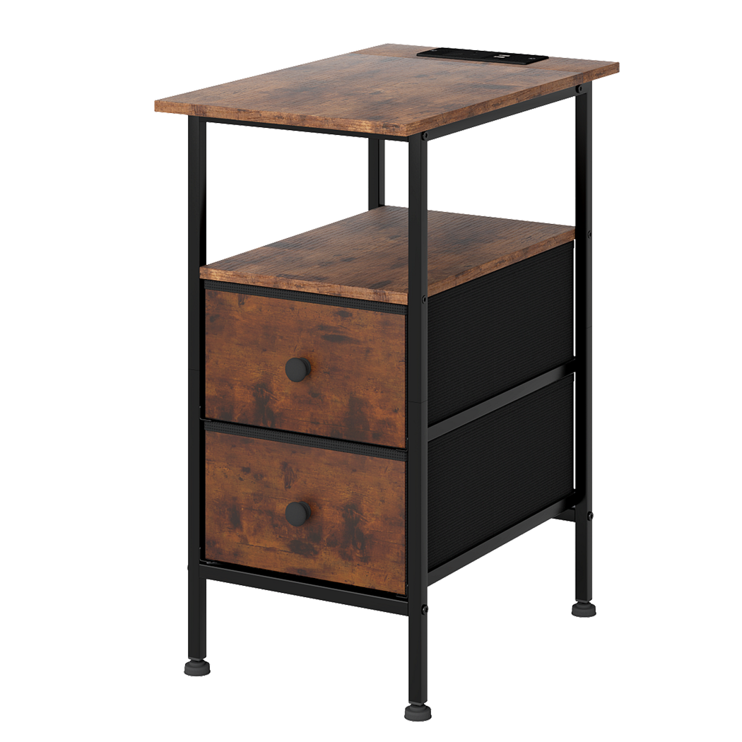 Brown Bedside Table With Drawers 48x30x60cm