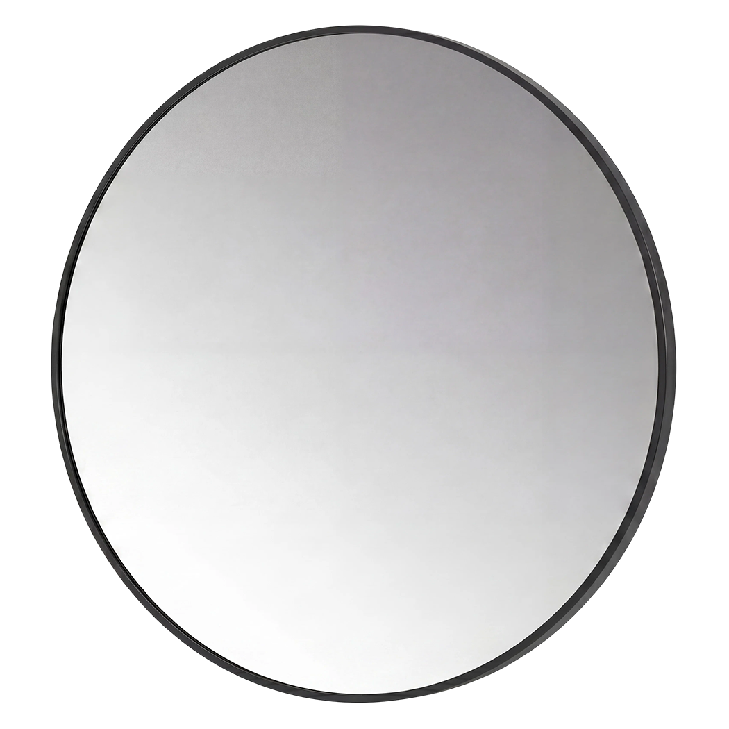 60cm Round Bathroom Mirror Black Frame HD Glass | Simpledeals