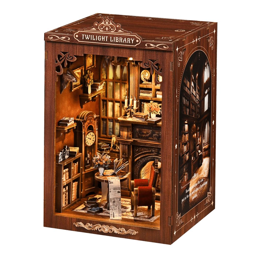 Miniature Bookstore Kit With Warm LED 12x11x19cm