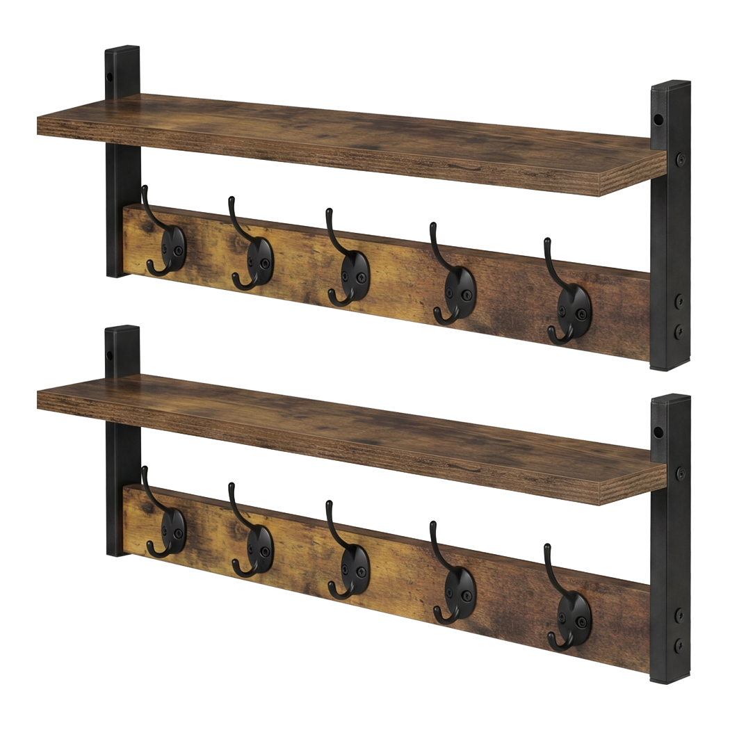 Wall Mounted Coat Rack Shelf Double Hooks | Simpledeals