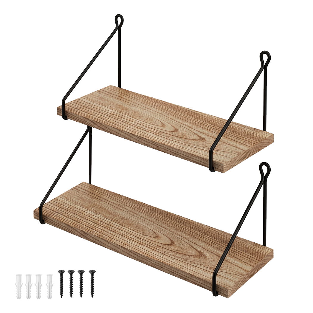 Floating Wall Shelves Rustic Set 2 Paulownia | Simpledeals