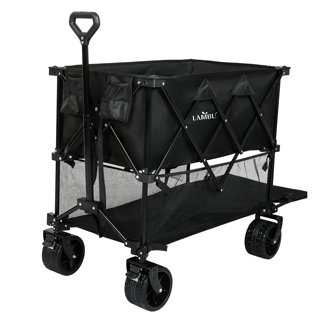Folding Wagon Cart Double Layer 132x107x56.5cm