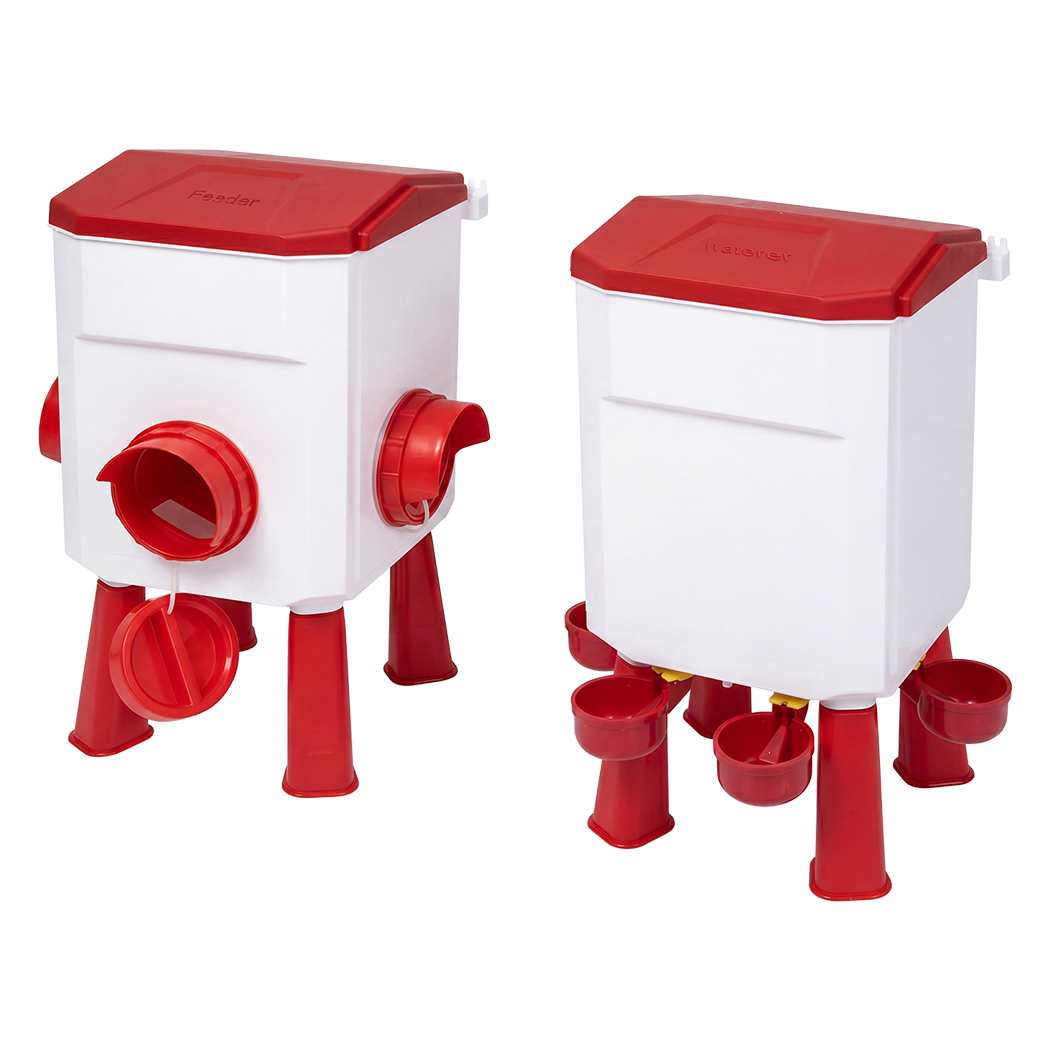 Chicken Feeder Waterer Set 12kg 11L Gravity | Simpledeals