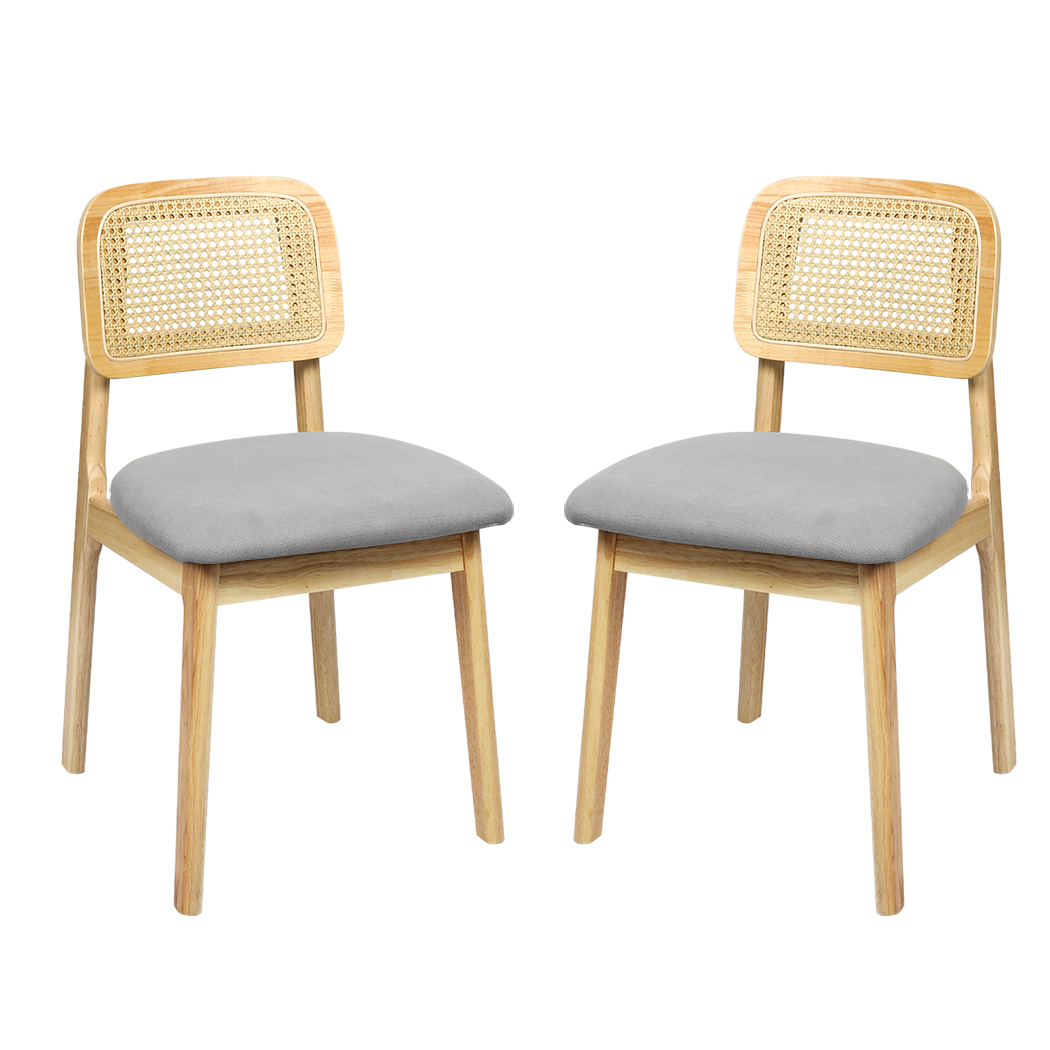 Minimalist Dining Chair Wood Rattan Armless Natural x8  High Back