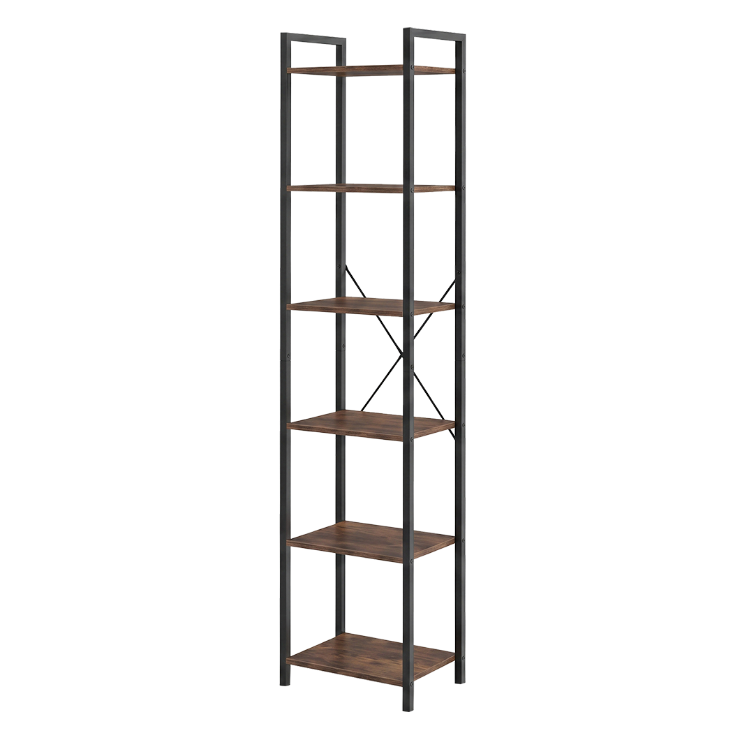 6 Tier Tall Bookshelf Industrial Bookcase | Simpledeals