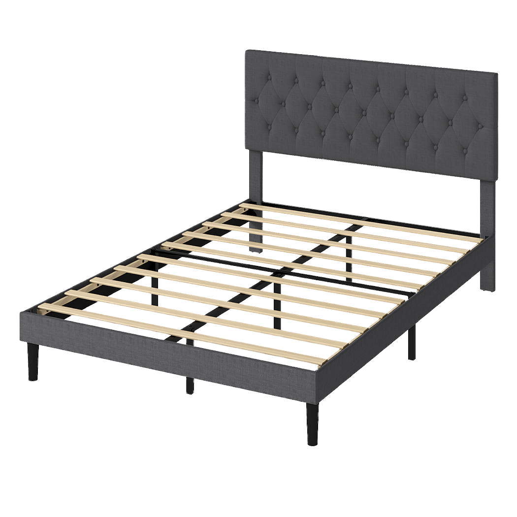Grey Upholstered Queen Bed Frame 203.5x155x103cm