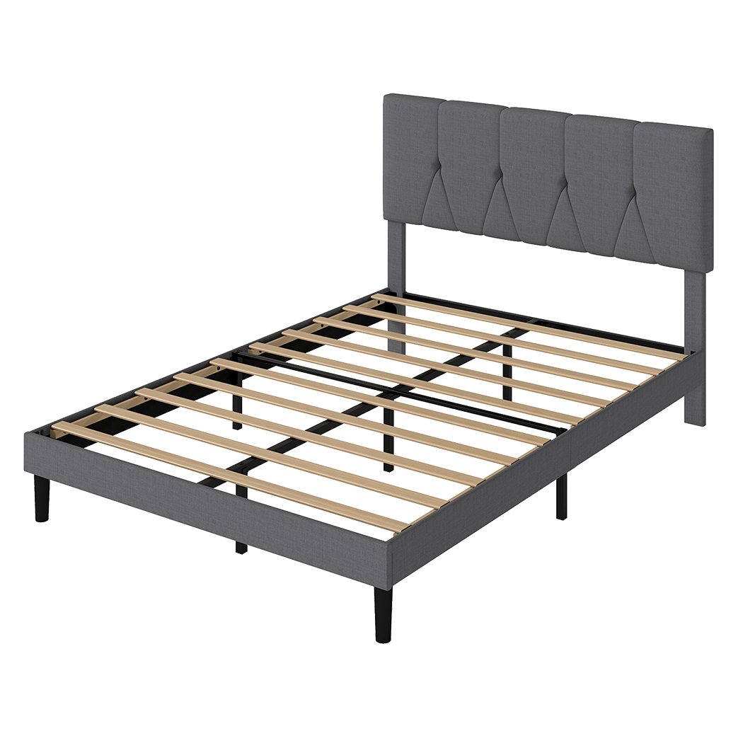 Upholstered Bed Frame Double Grey 193.5x140x103cm