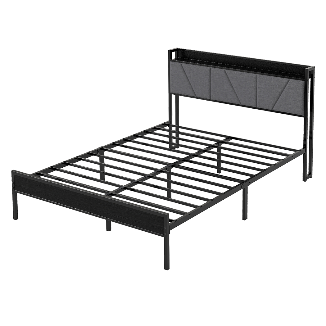 Queen Bed Frame Grey Steel 204x153cm