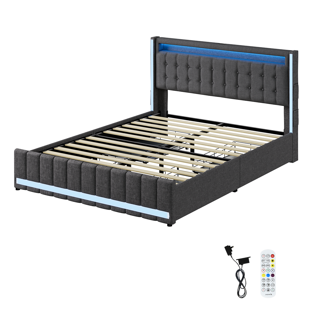 Double Bed Frame With Sturdy Slats And Easy Assembly For Bedroom