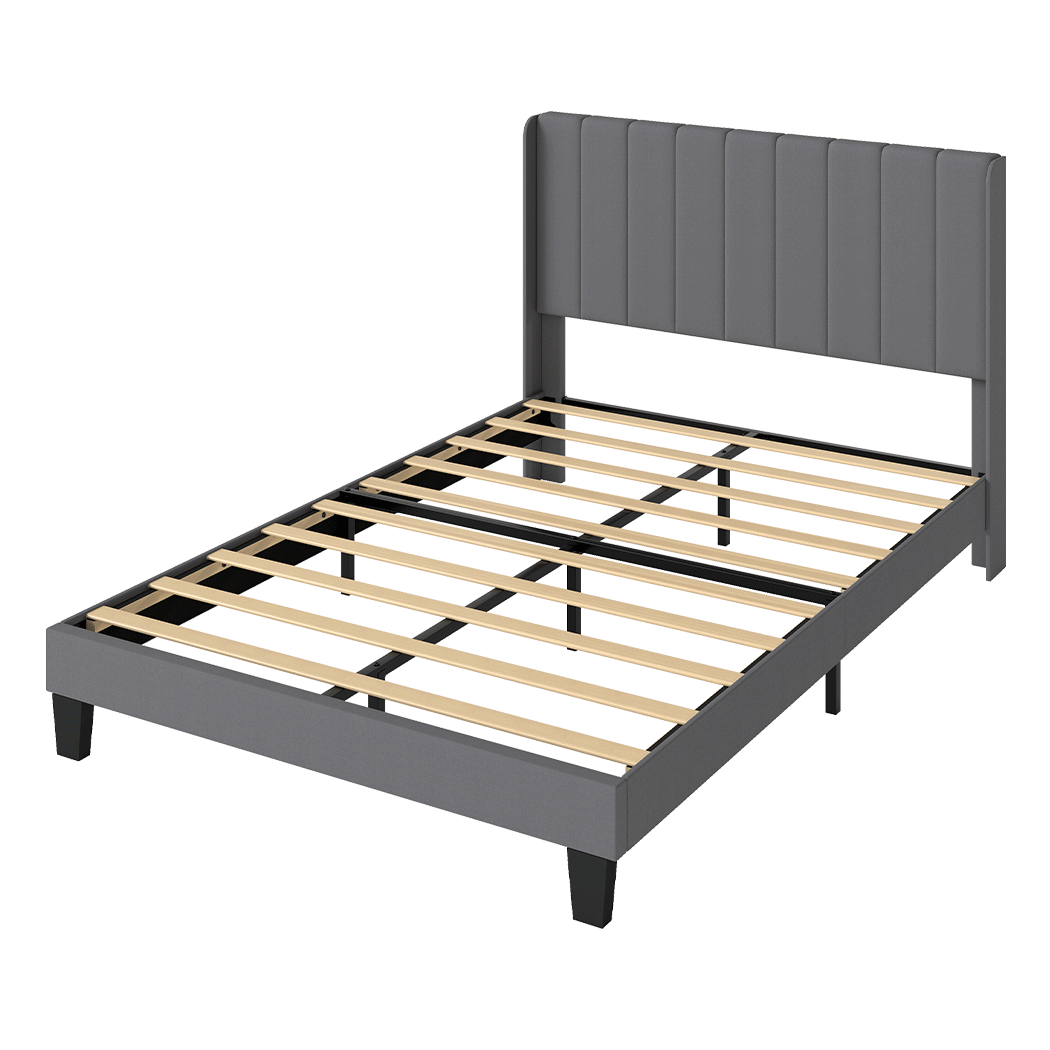 Queen Bed Frame Grey Upholstered 203.7x153x103cm
