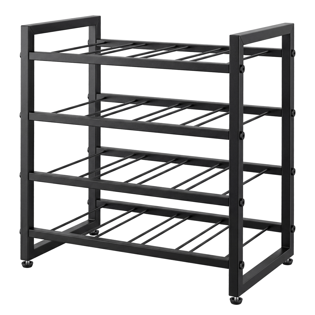 16 Bottle 4-Tier Metal Wine Rack Black | Simpledeals