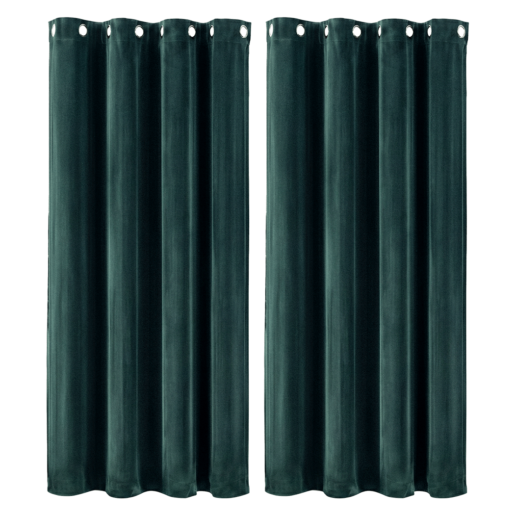 Green Velvet Blackout Curtains 2 Panels | Simpledeals