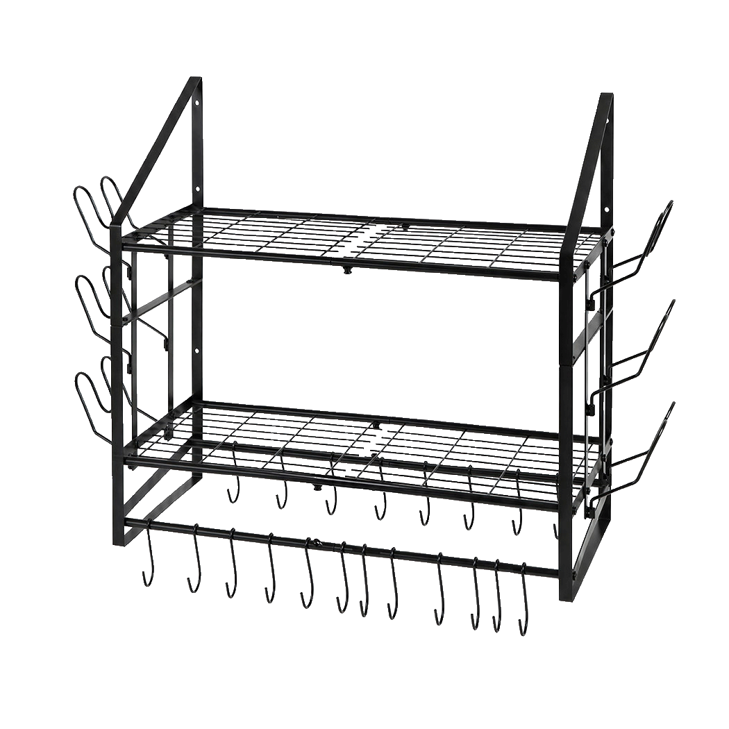 Wall Mounted Pot Rack 2 Tier 20 Hooks | Simpledeals