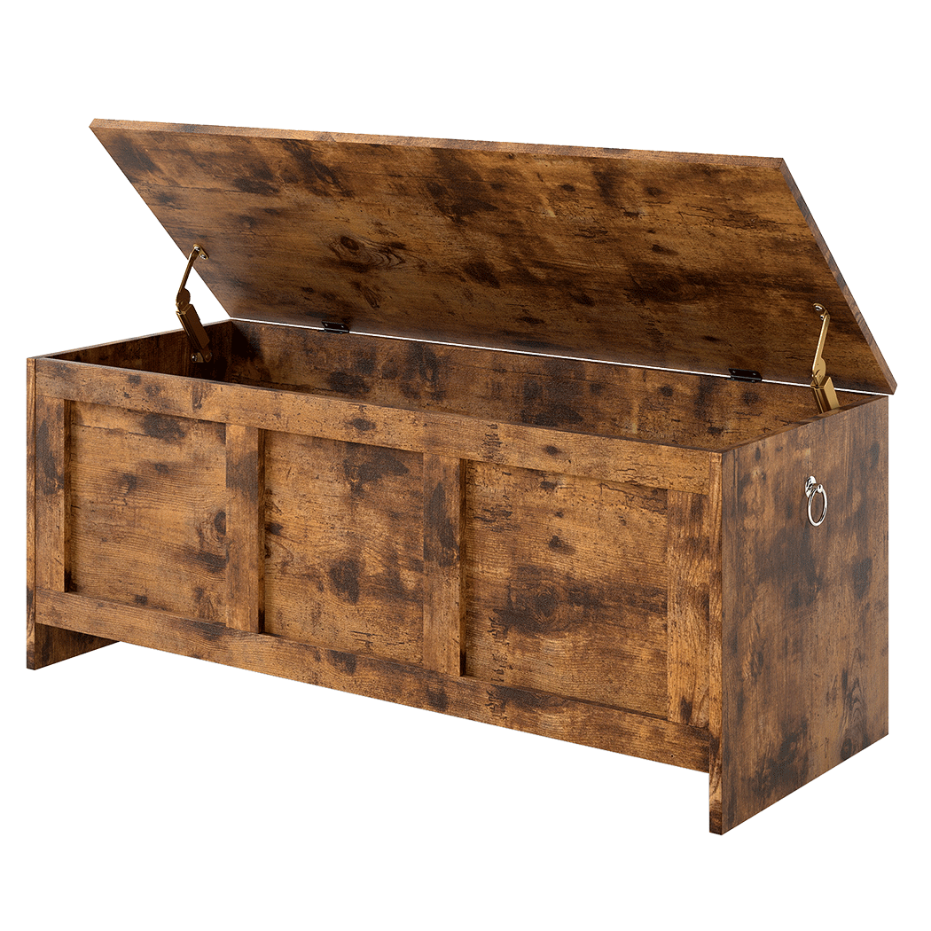 Rustic Storage Bench Brown 100x40x41cm