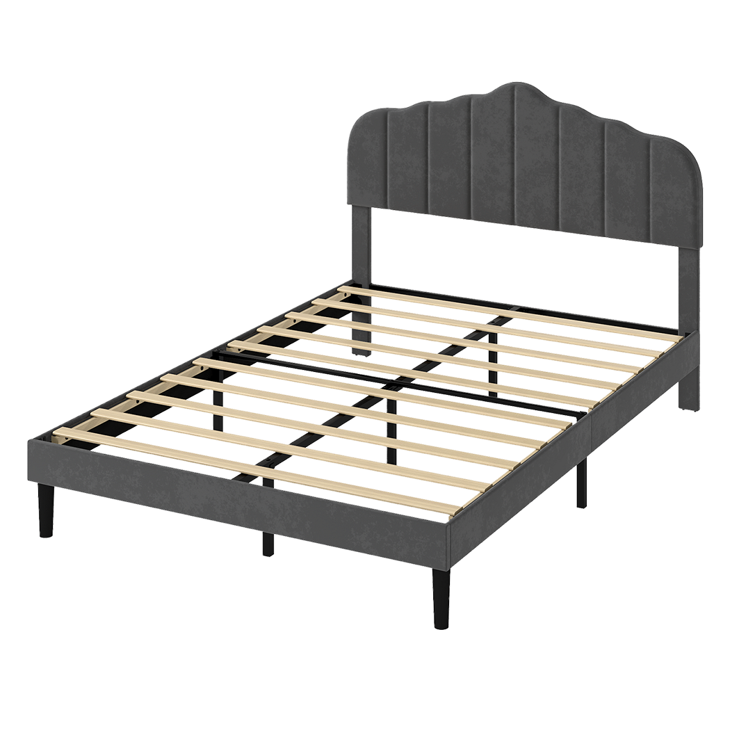 Queen Bed Frame Upholstered Grey 203.5x155x103cm