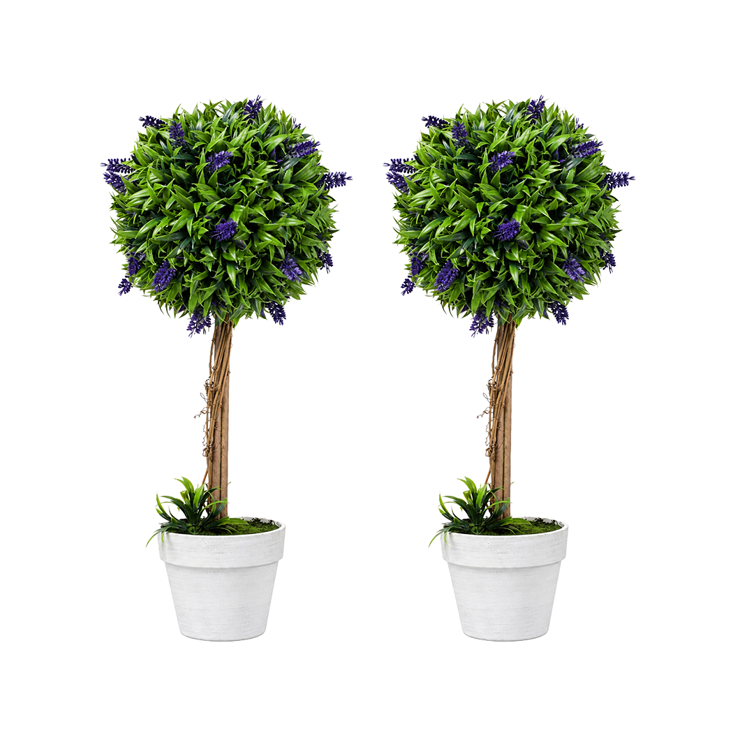 Artificial Lavender Topiary Set Green 24x24x60cm