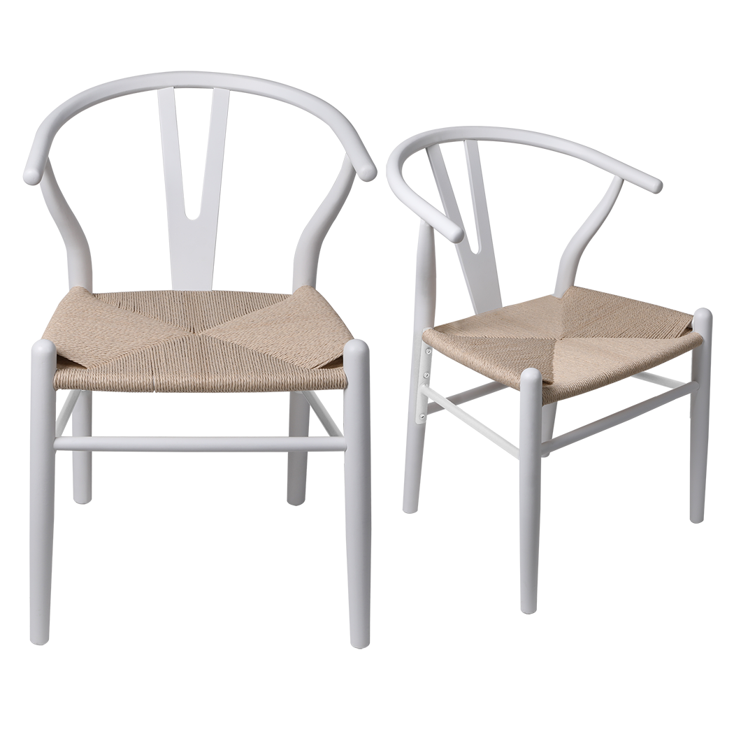 Contemporary 4x Dining Chairs Wooden Hans White  Wood Finish