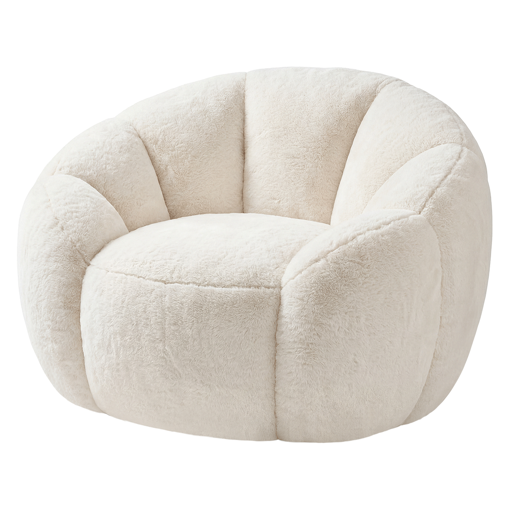 Floral Bean Bag Chair White 100x105x75cm