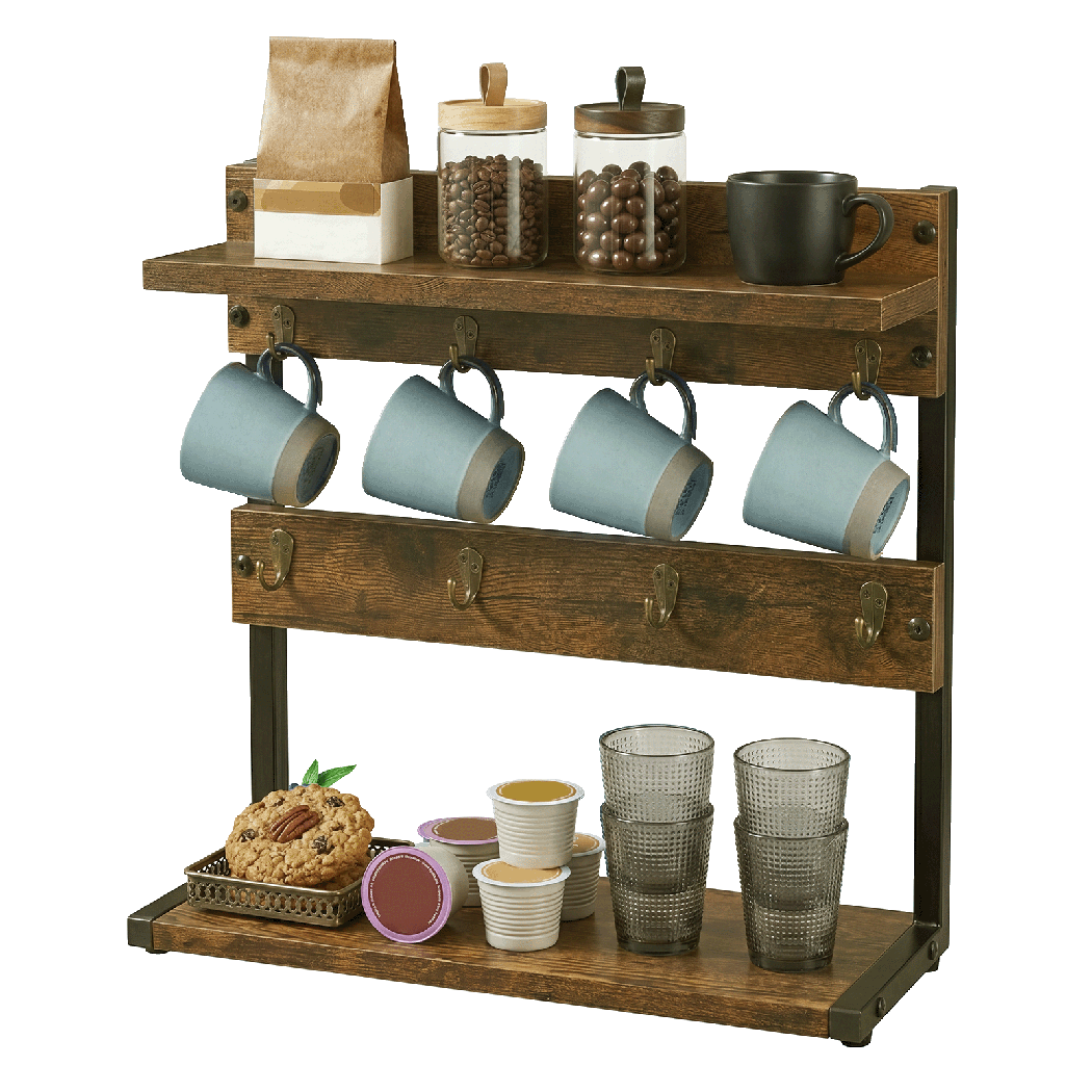 Mug Holder Stand Industrial 2 Tier 8 Hooks | Simpledeals