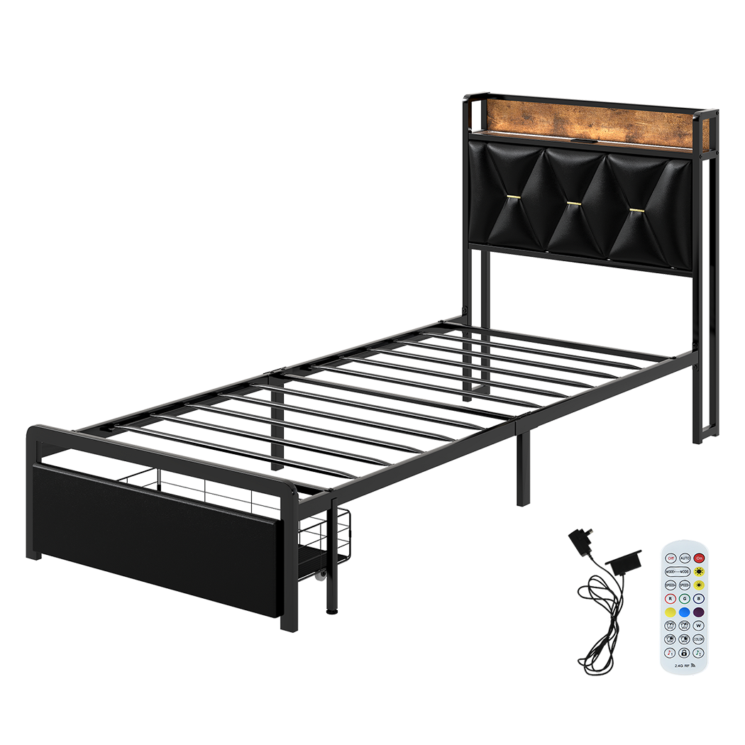 Black bed frame 83x38x23.5cm, view 9